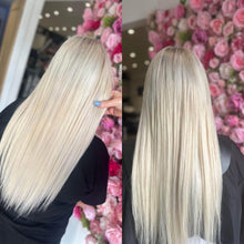 Load image into Gallery viewer, 8 Piece Clip-In Human Hair Extensions 100g-150g Vanilla Frosting (#60A)