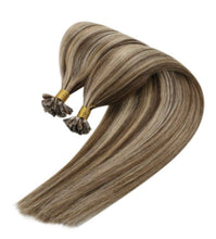 Load image into Gallery viewer, Keratin U Tip Human Hair Extensions highlights Brown Sugar (#4/27)