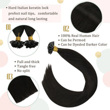 Load image into Gallery viewer, Keratin U Tip Natural Black Midnight ( #1B )