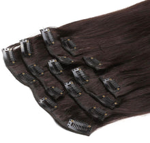 Load image into Gallery viewer, 8 Piece Clip-In Human Hair Extensions 100g-150g midnight natural black (#1b)