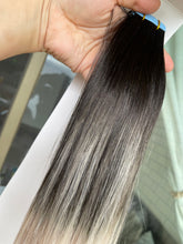 Load image into Gallery viewer, NEW Tape Hair Extensions Oreo (#1b / sliver ) ombré
