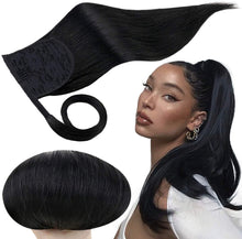 Load image into Gallery viewer, Clip-In Ponytail Hair Extensions Black Licorice (#1)
