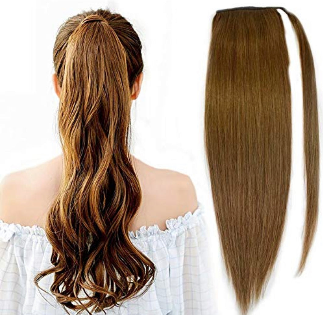 Clip-In Ponytail Hair Extensions Ash brown (#10)