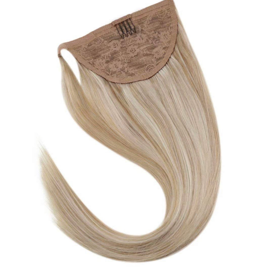 Clip-In Ponytail Hair Extensions Oatmeal Raisin (#18/613)