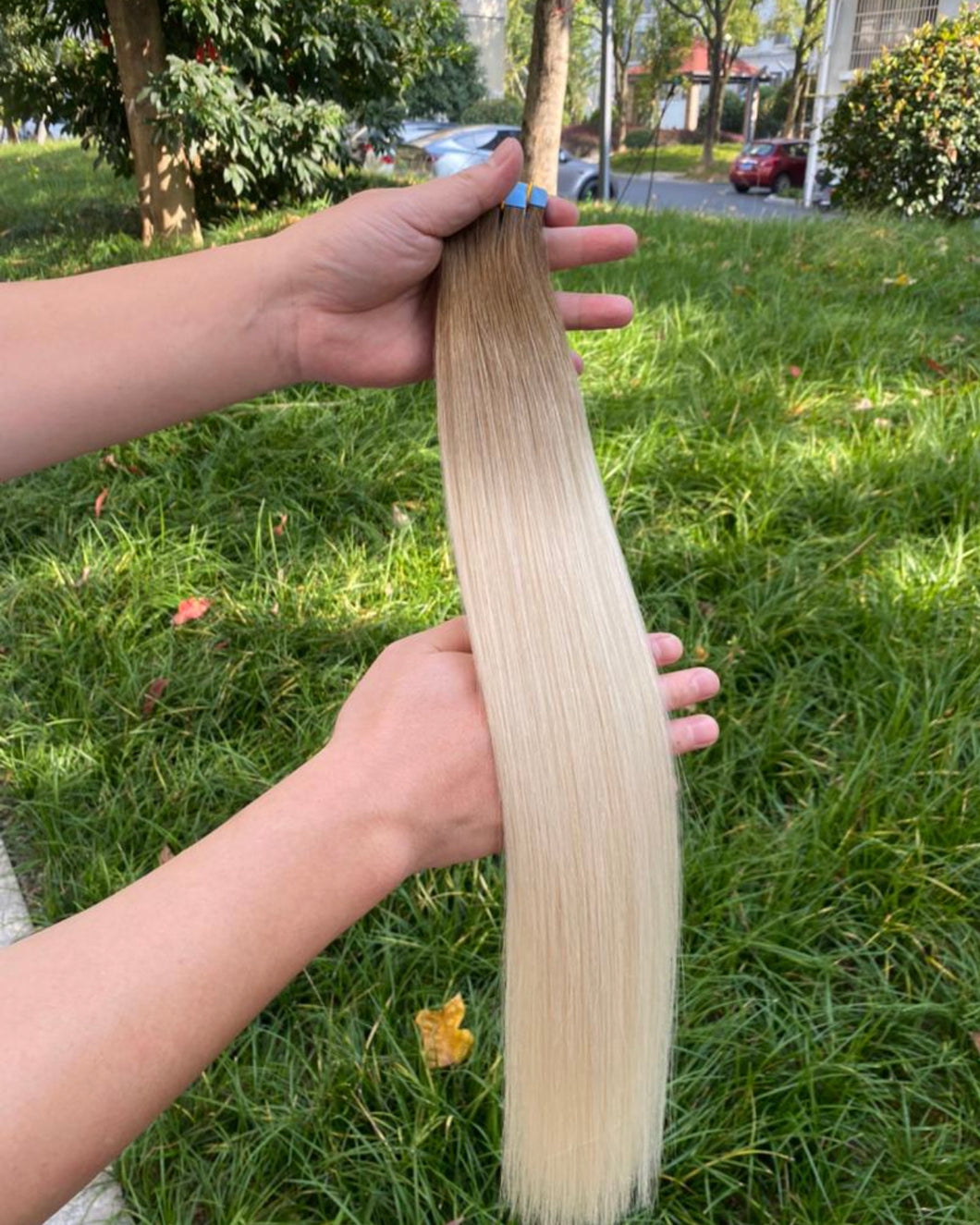 Tape Ins Human Hair Extensions ombré - Chia Latte (#8/60A)