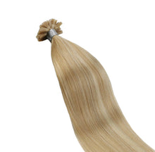 Load image into Gallery viewer, Keratin U Tip Human Hair Extensions Highlighted CARAMEL SWIRL( #27/613)
