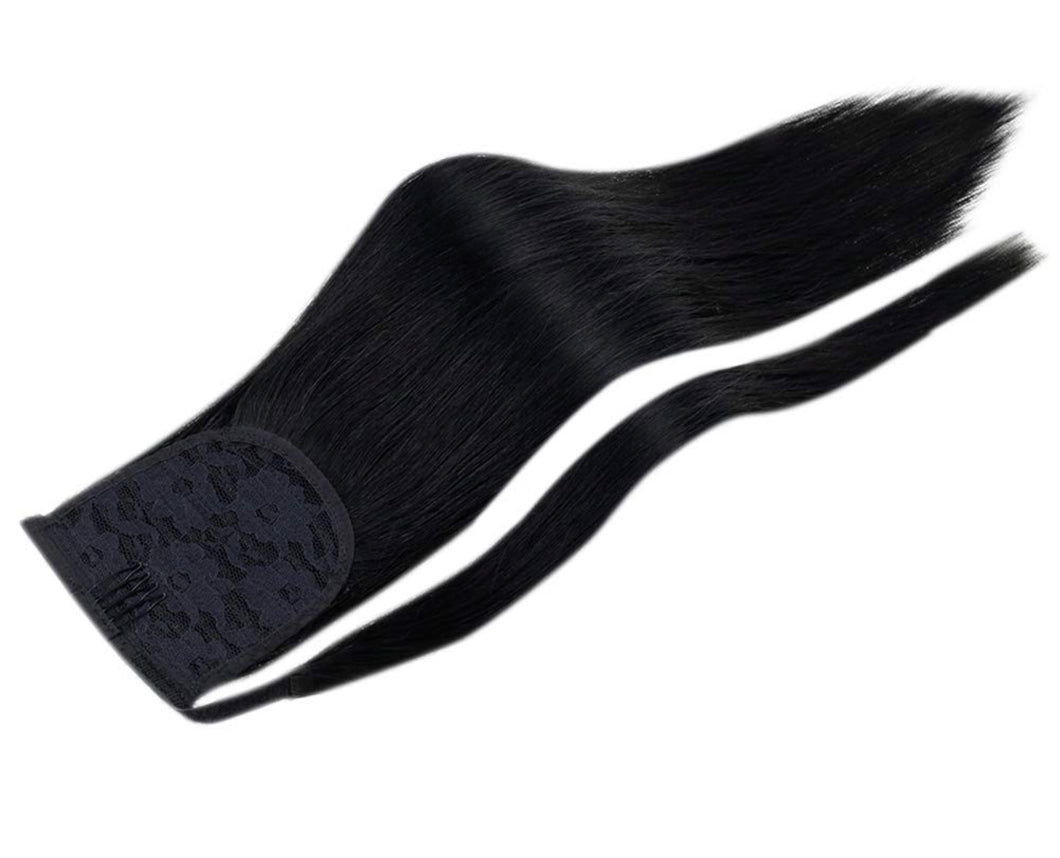 Clip-In Ponytail Hair Extensions Black Licorice (#1)