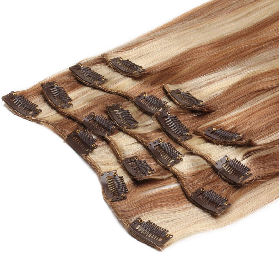 8 Piece Clip-In Human Hair Extensions 100g - 150g  (#12/613)