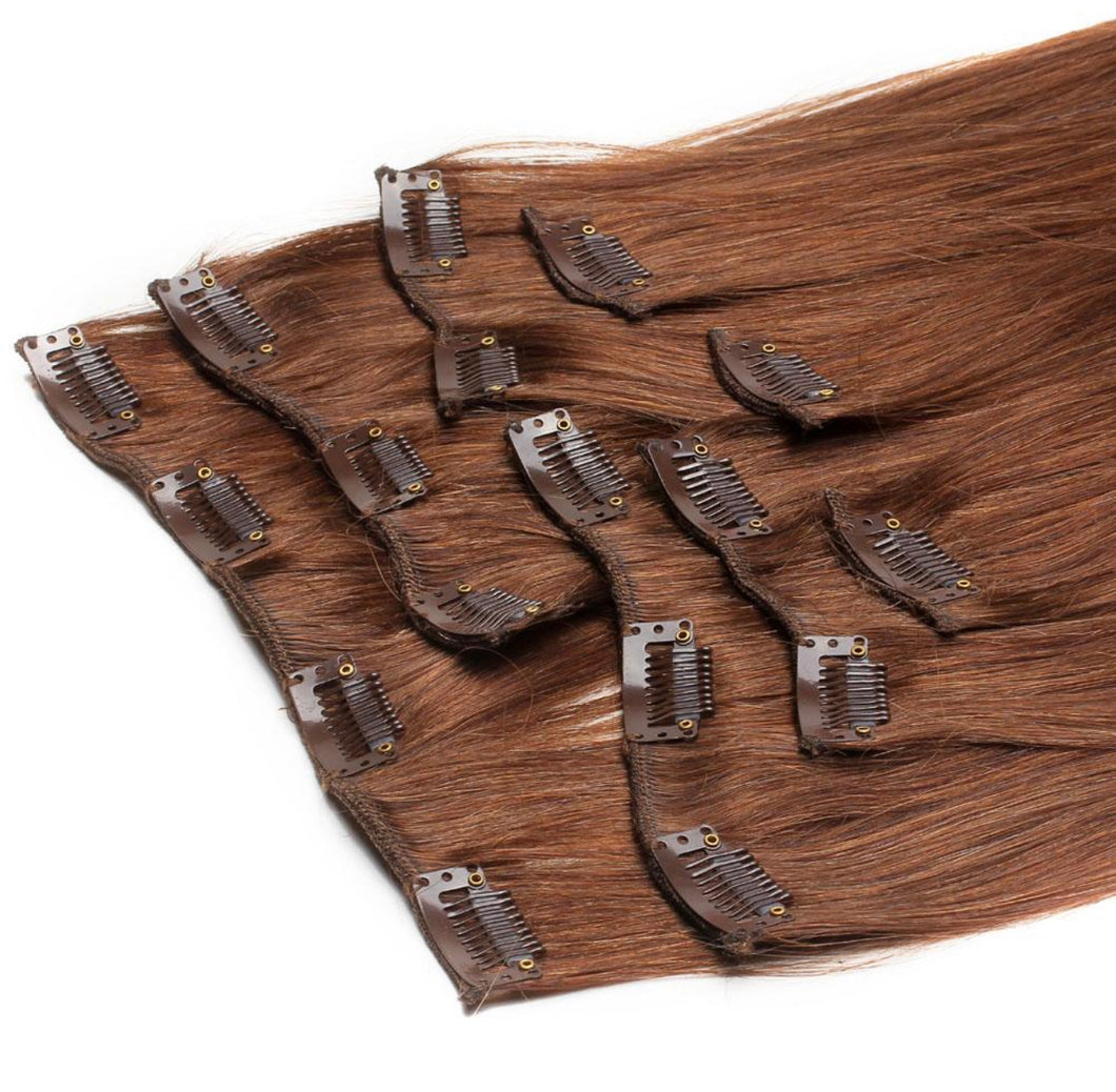 8 Piece Clip-In Human Hair Extensions 100g-150g  Brownie Batter (#6)