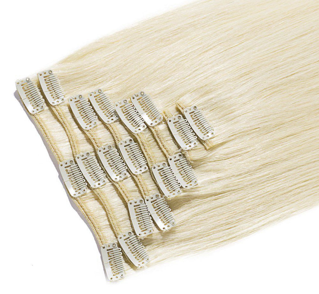 8 Piece Clip-In Human Hair Extensions 100g-150g Vanilla Frosting (#60A)